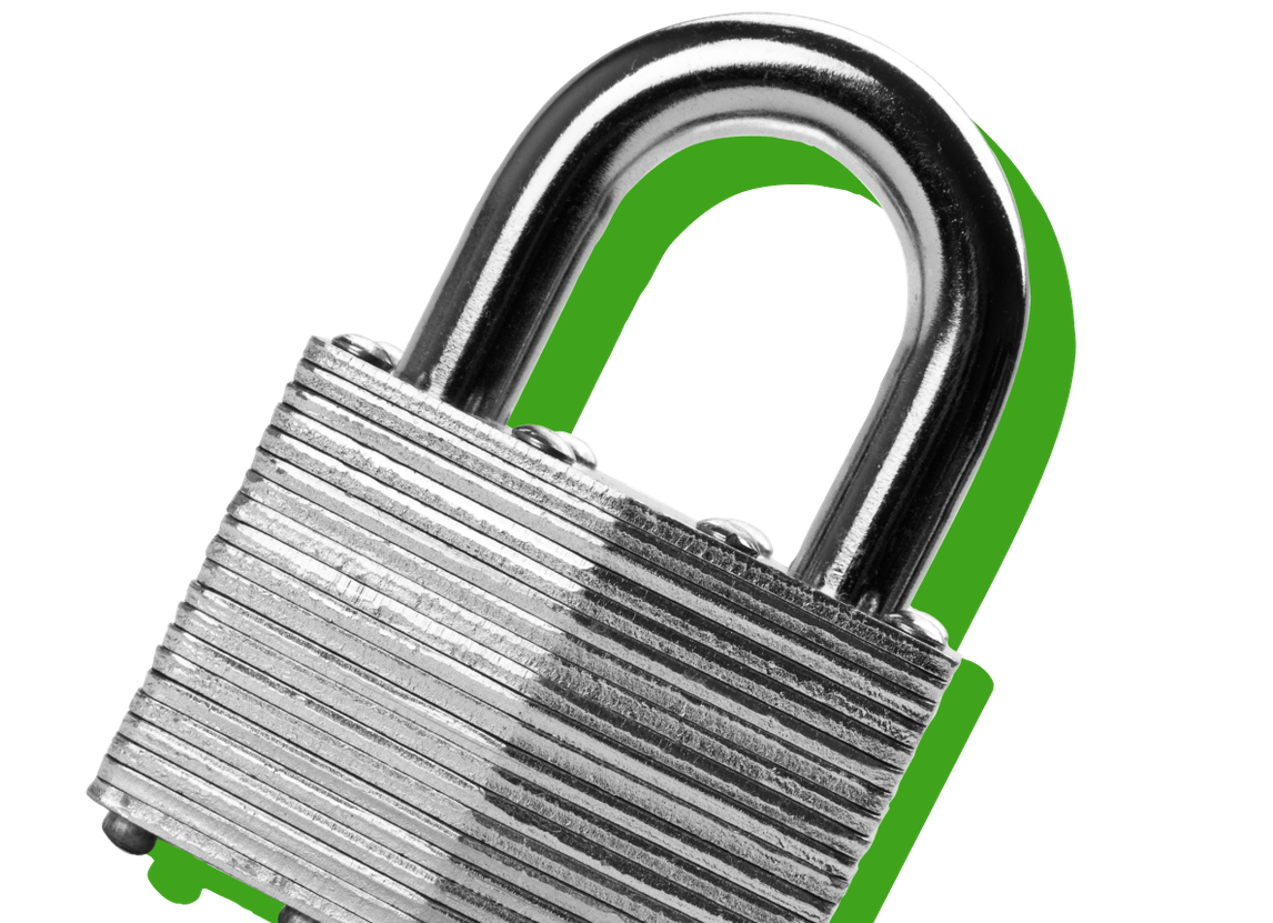 An image of a padlock against a green background