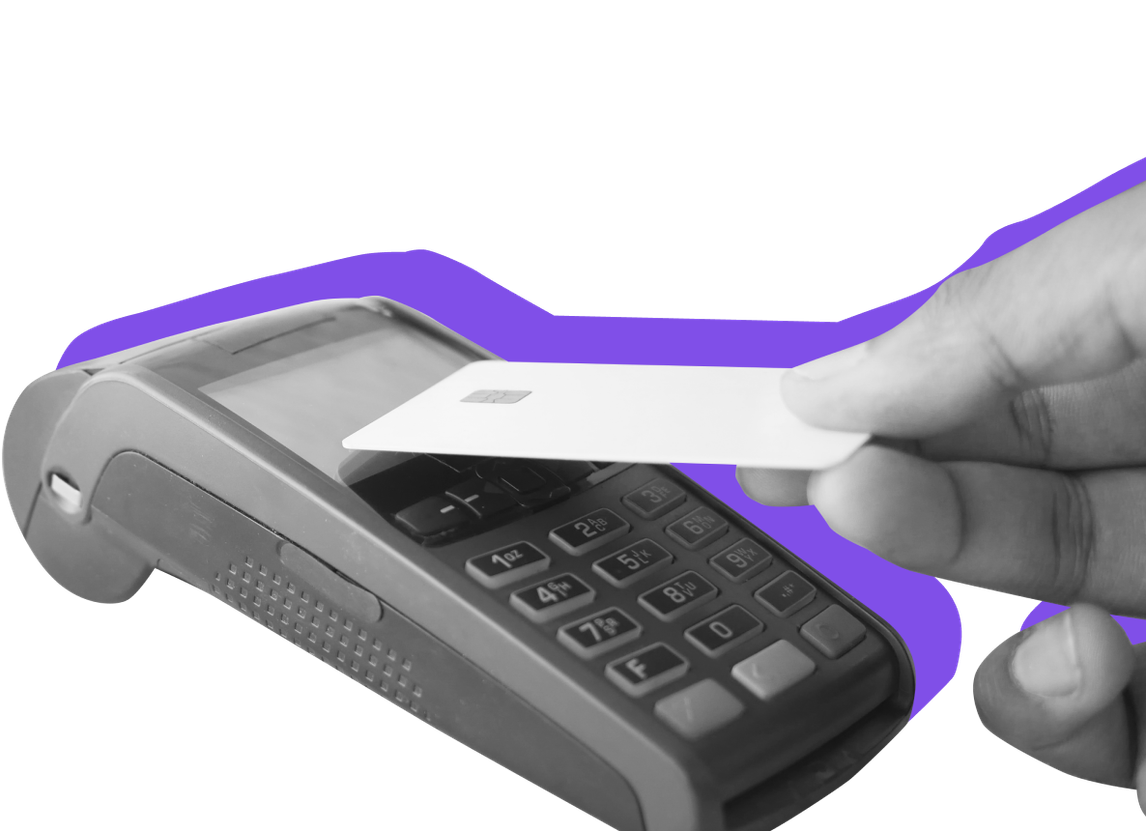 A SNAP user taps a new chip-enabled EBT card against a card reader.