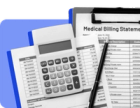 calculator and pen with medical bill paperwork