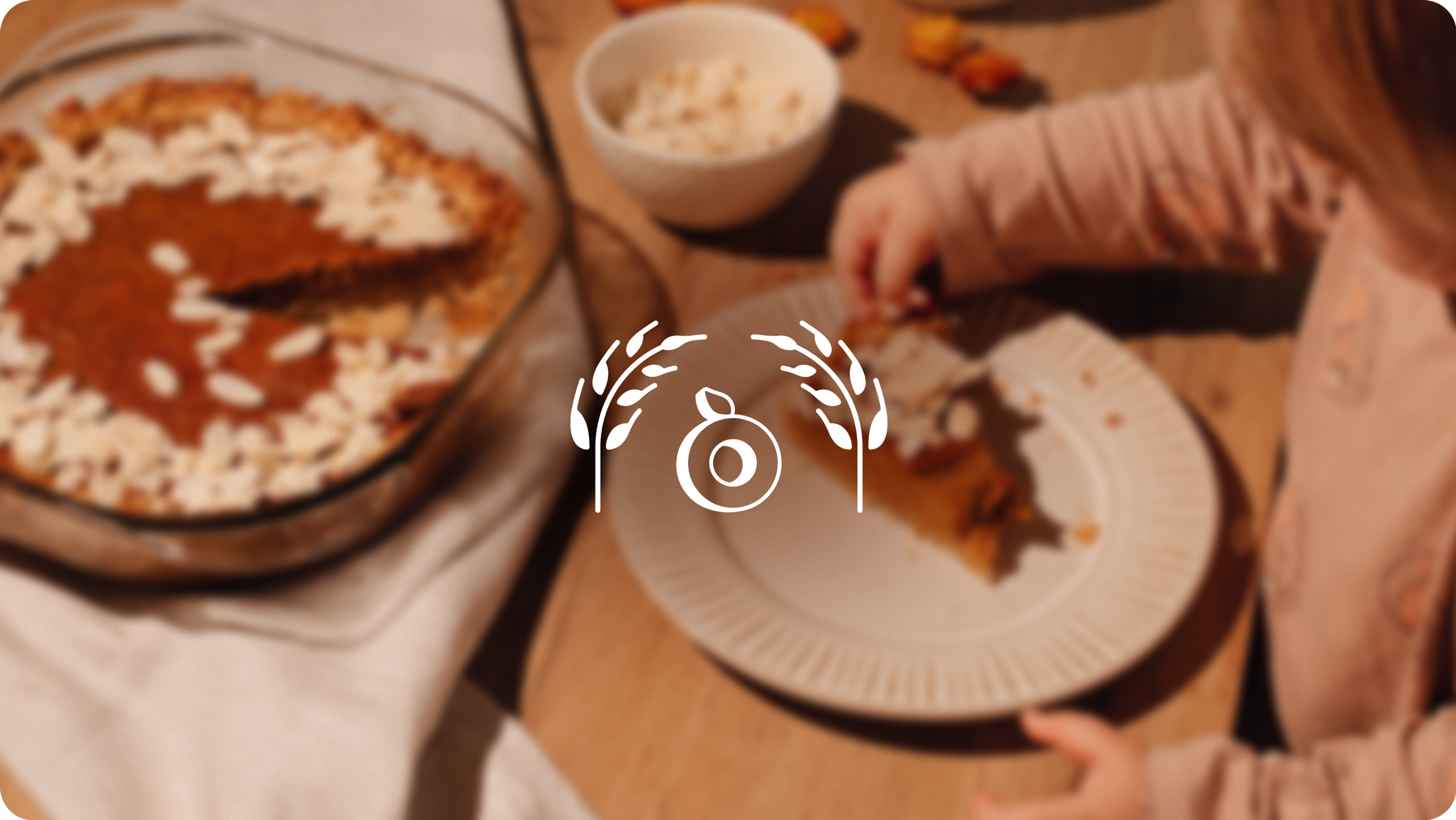 A child eating a slice of pie at a Thanksgiving table, with the Propel logo