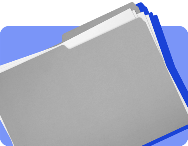 A folder of papers, including a SNAP denial letter, against a blue background