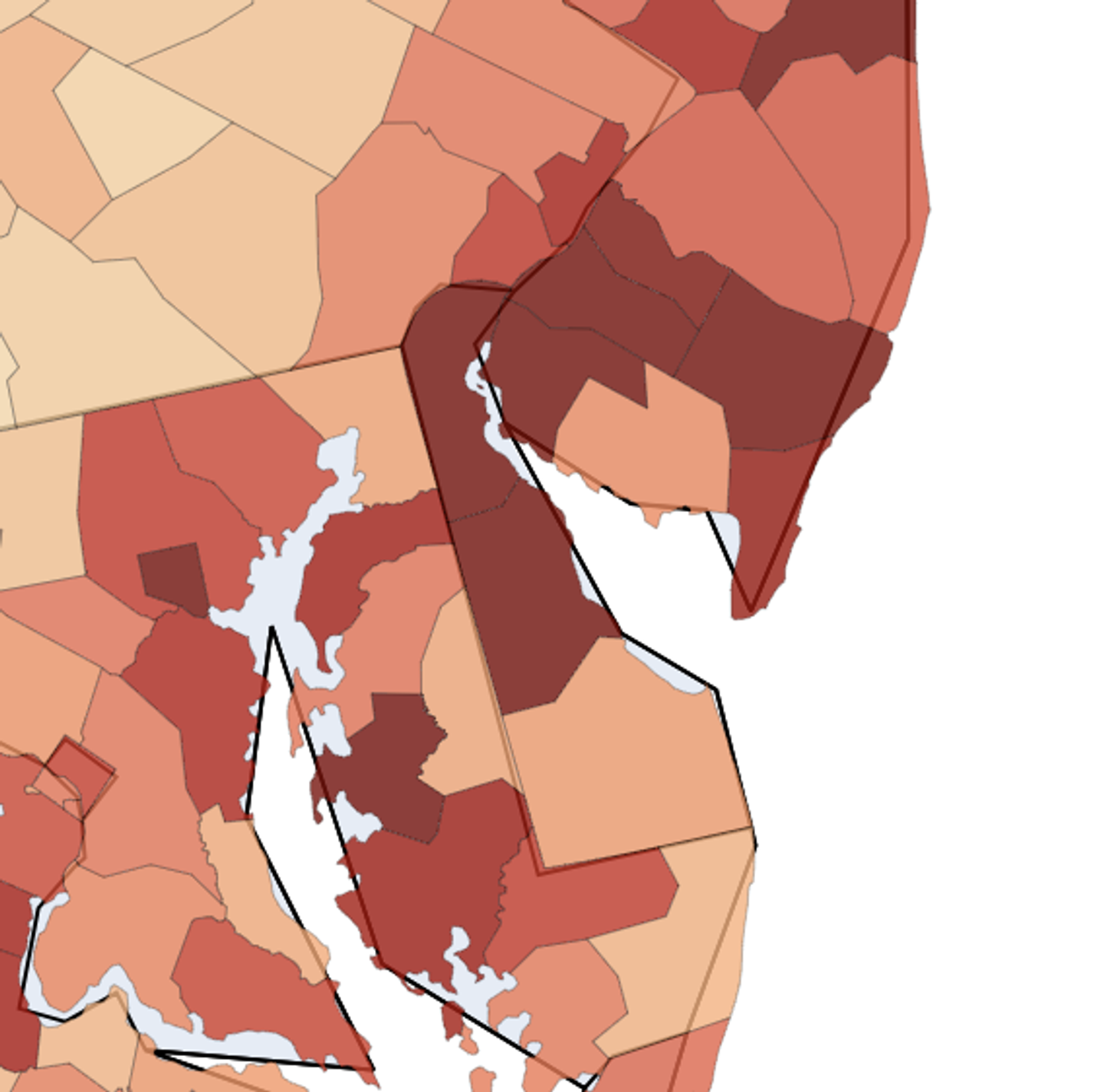 Choropleth map of Delaware showing the unrecognized transaction rate in each county, July 1 to August 8, 2026.