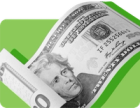 An image of a 20 dollar bill against a green background