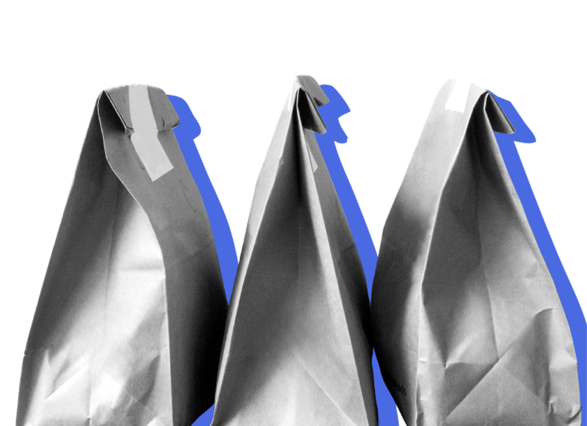 image of three brown paper bags, lined up