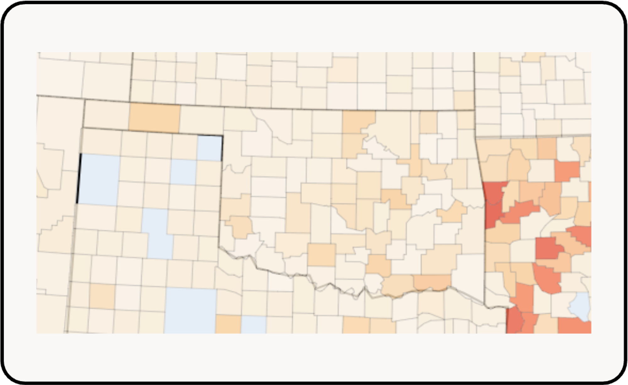 Map showing unrecognized transactions in Oklahoma