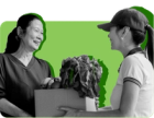 A recipient of SNAP, an entitlement program, picks up a bag of groceries from a store employee