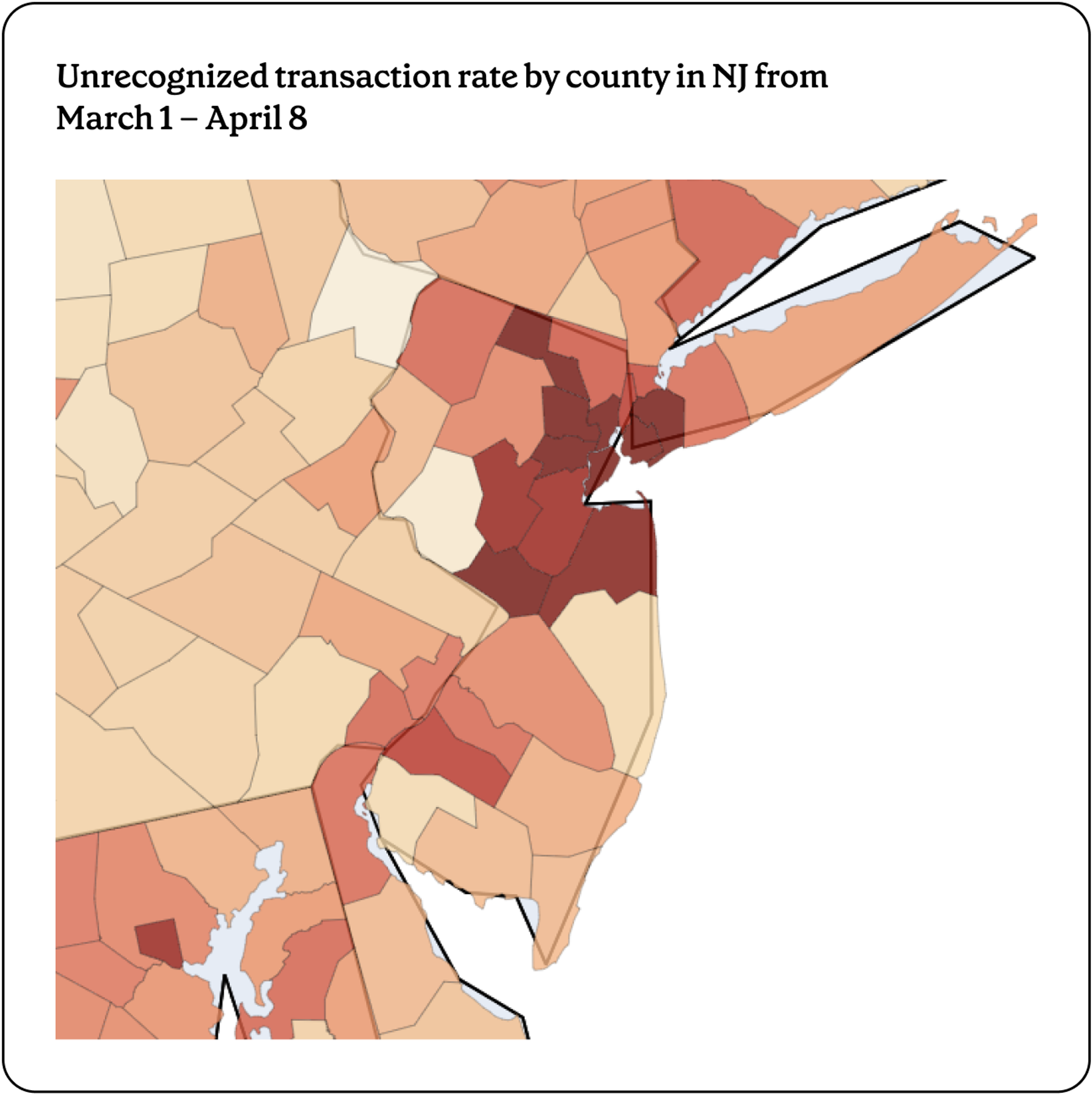 unrecognized transaction rate by county in NJ graph