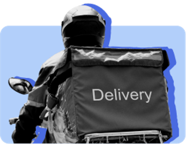 back of a food delivery messenger on a moped or bike