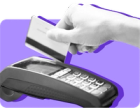 An Electronic Benefits Transfer (EBT) card with a magnetic stripe is swiped through a card reader