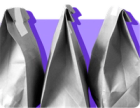 Images showing paper bags from a grocery delivery against a light purple background