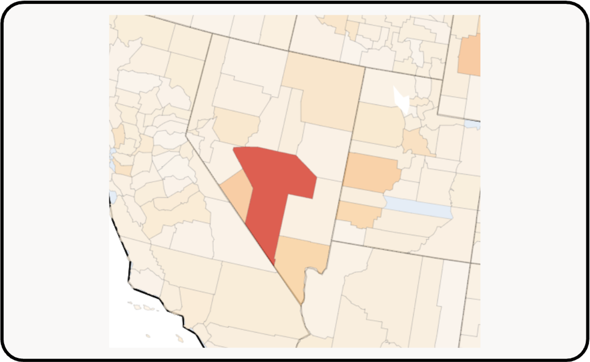 Map showing unrecognized transactions in Nevada