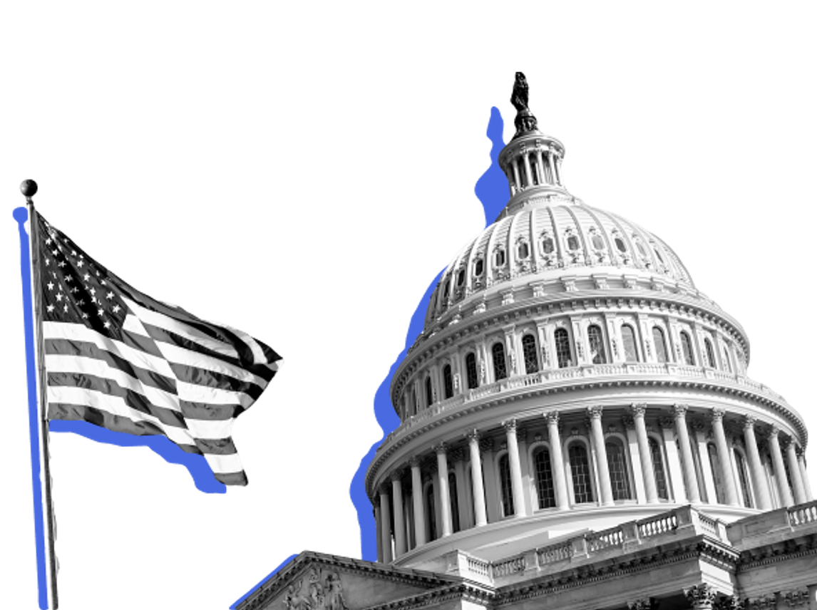 image of American flag and Capitol rotunda