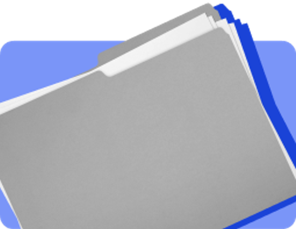 front of a file folder with blank paper inside