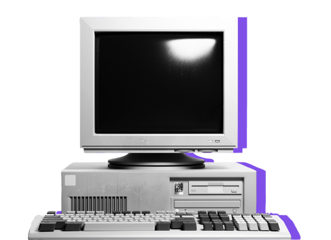 image of a desktop computer, monitor, and keyboard