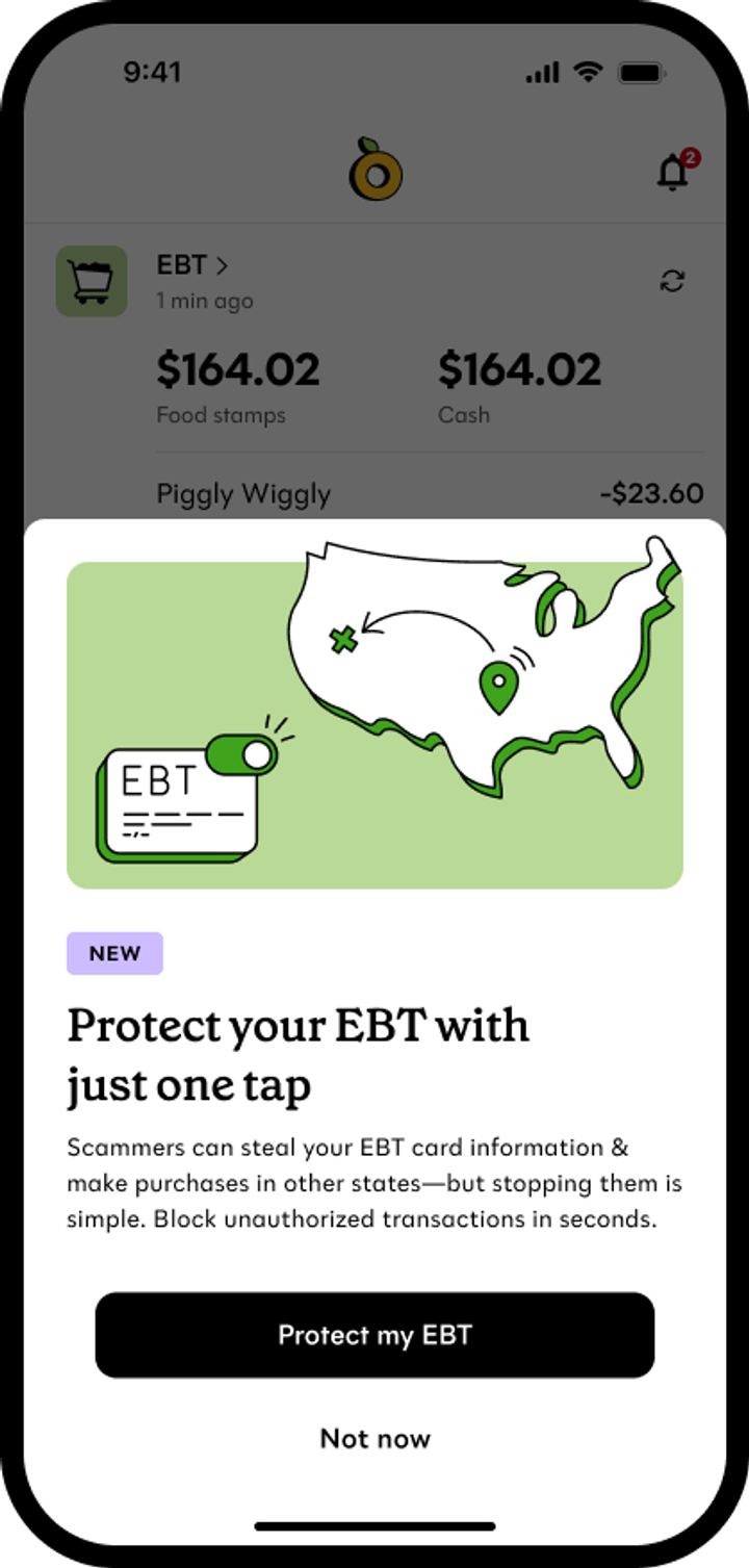 one-tap EBT protection in the Propel app