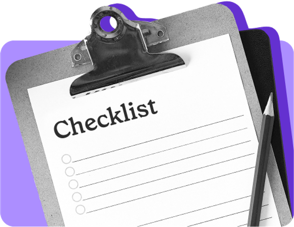An image of a checklist against a purple background, representing the list of food stamp work requirements