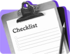 An image of a checklist against a purple background, representing the list of food stamp work requirements