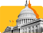 An image of the United States Capitol building against a yellow background