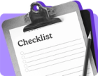 A checklist for SNAP recertification against a purple background