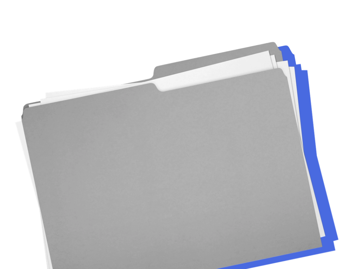 A folder of papers, including a SNAP denial letter, against a blue background