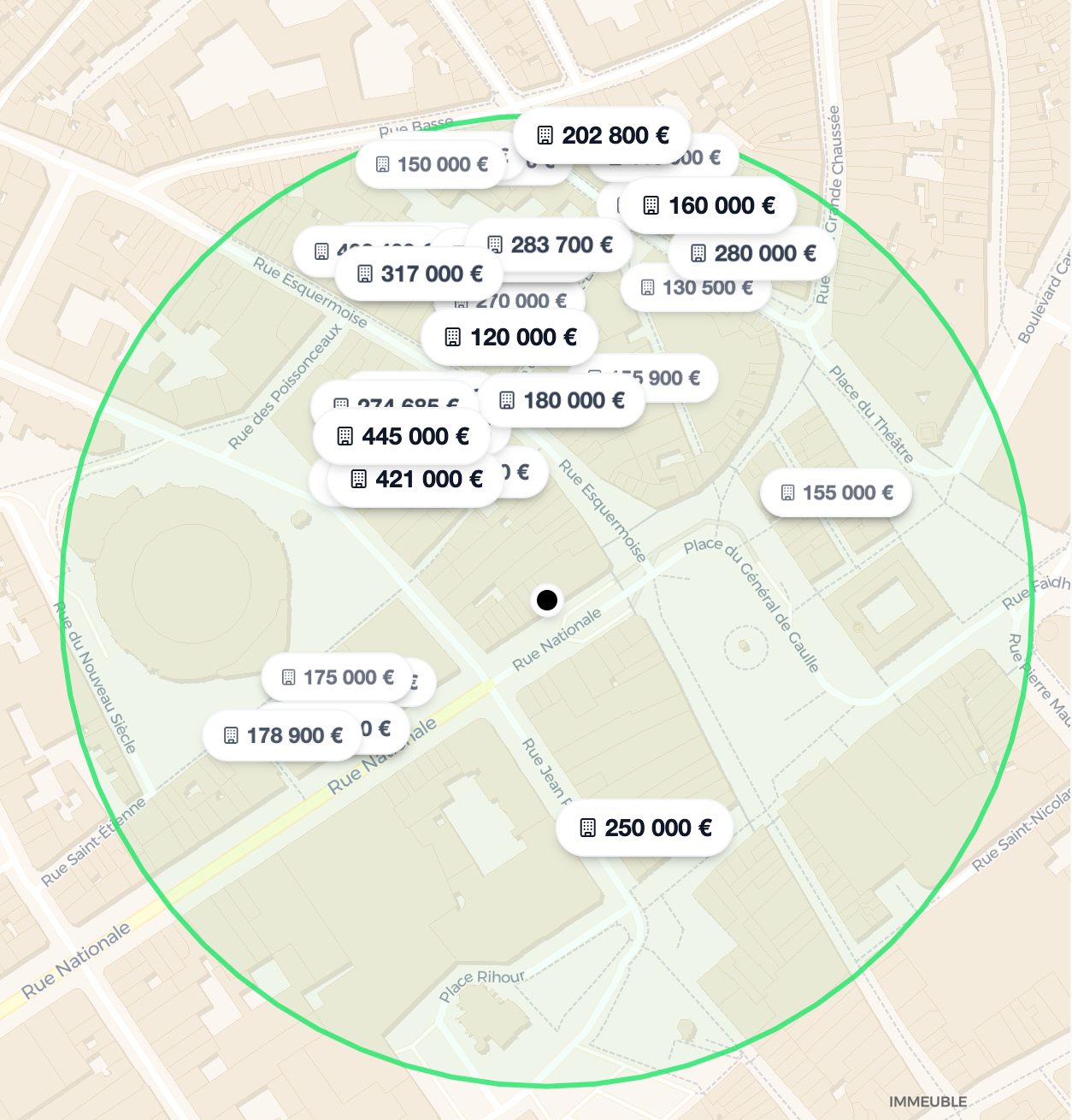 Carte montrant la localisation de l'estimation immobilière