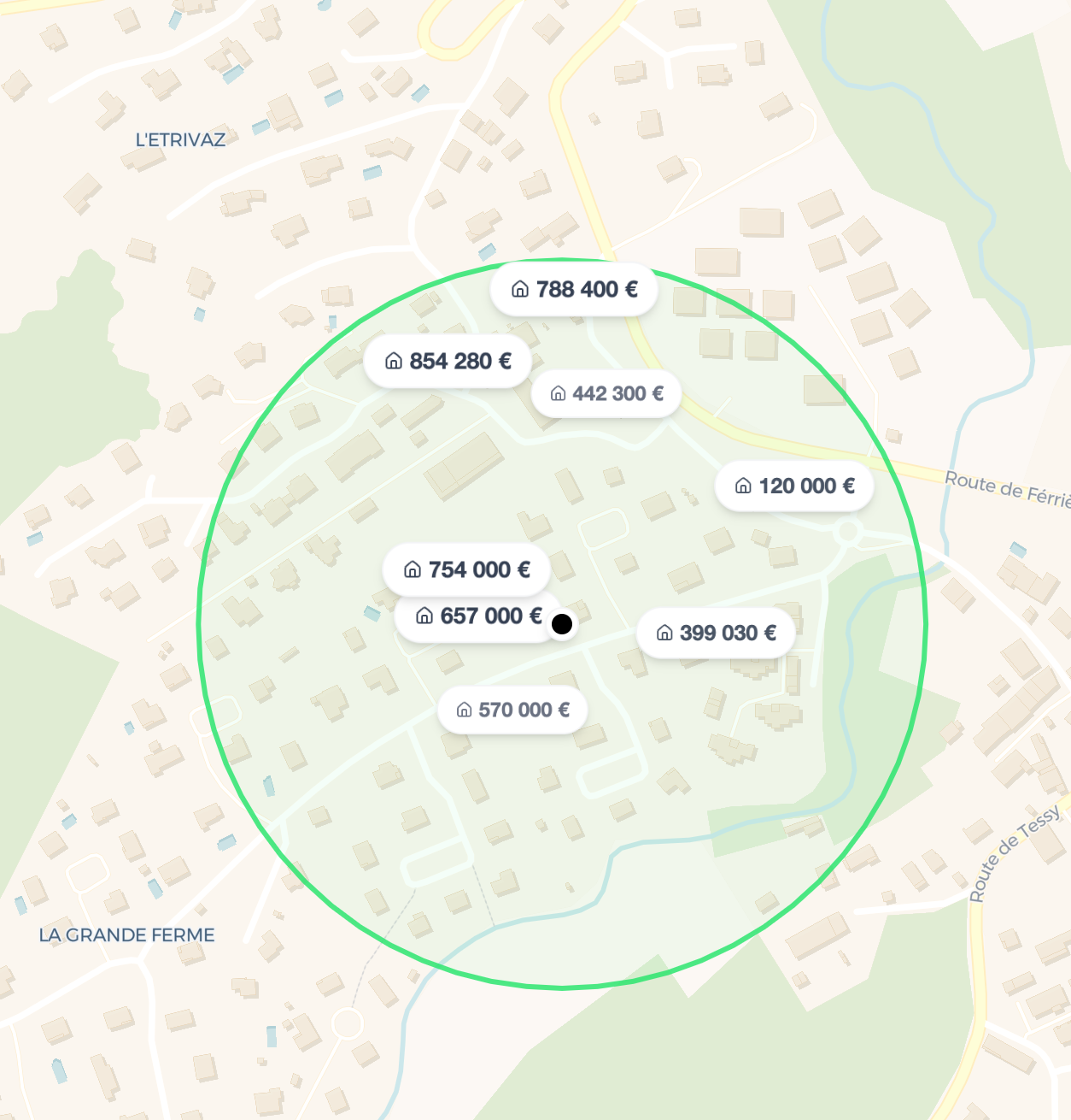 Carte montrant la localisation de l'estimation immobilière