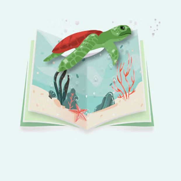 open book with turtle