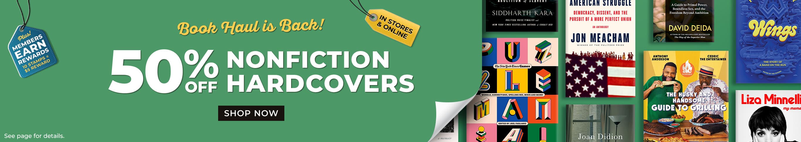 Book Haul Is Back - In Stores & Online - 50% Off Hundreds of Nonfiction Hardcovers - Shop Now