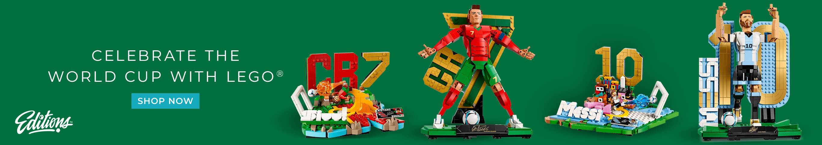 LEGO Editions Celebrate the World Cup with LEGO- Messi & Ronaldo Shop Now