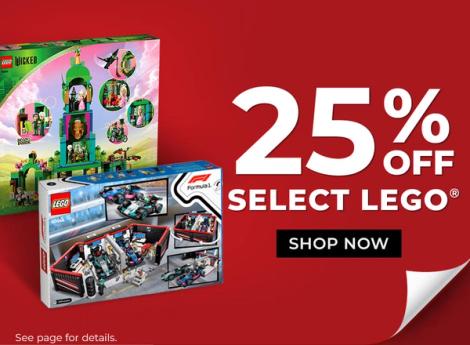 25% Off Select Lego Shop Now