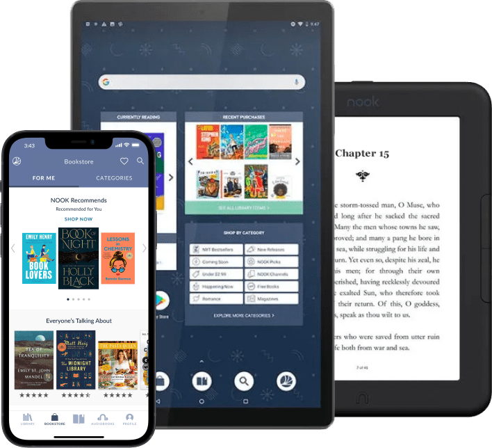 Image of NOOK App, NOOK Tablet, and NOOK Glowlight