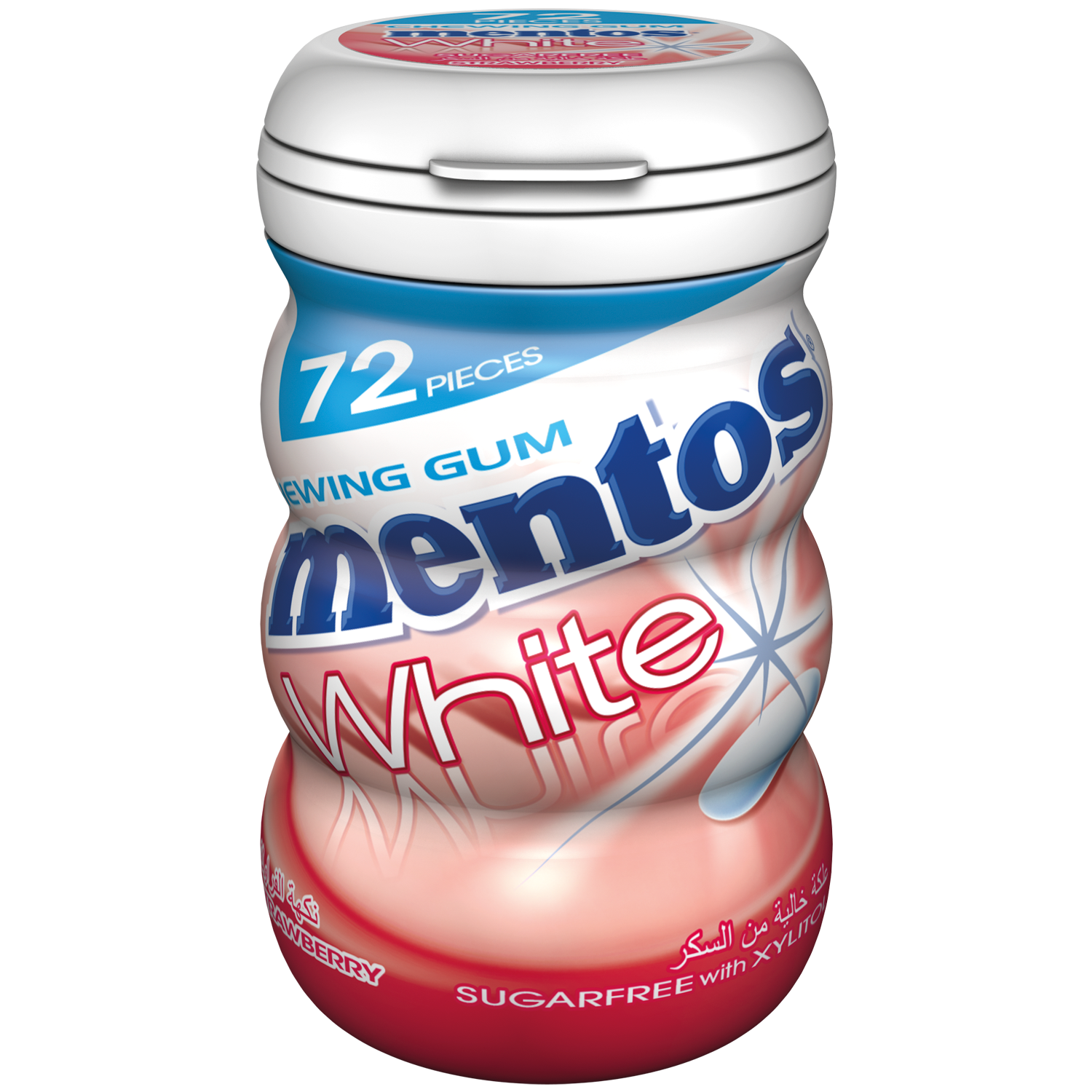 Mentos Gum white Strawberry 72 pieces bottle