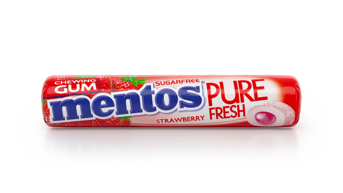 Mentos Gum Pure Fresh Strawberry 9 Pieces Roll Mentos Arabia 7198