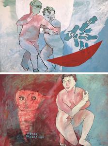 In the sky, oil on canvas, diptych, 200 x 150 cm
