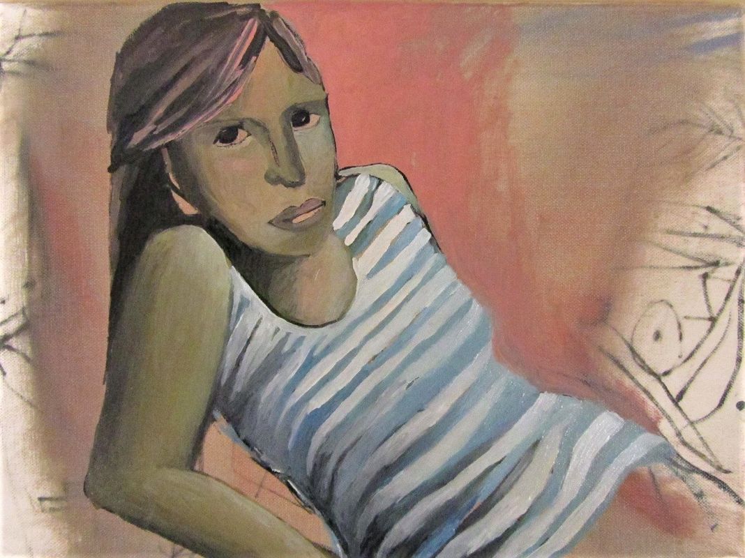 Portrait in stripe shirt, oil on canvas, 30 x 40 cm