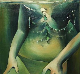 Underwater belly dancer, oil on canvas, 50 x 50 cm