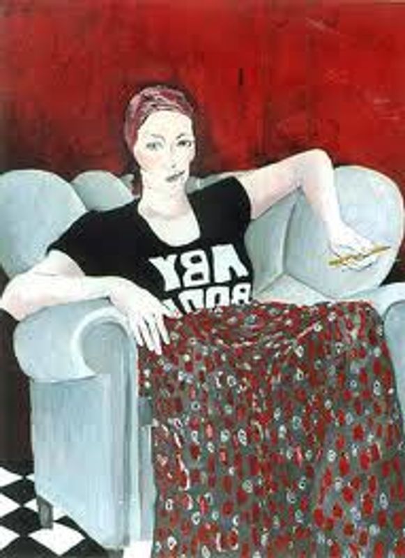 Portrait in chair, oil on board,120 x 100 cm