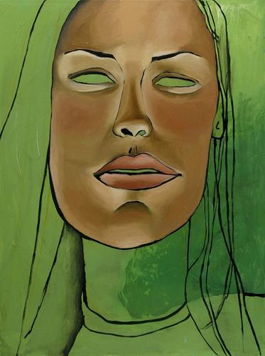 Little in green 1, oil on canvas, 90 x 70 cm