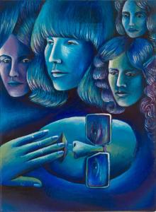 Blue glasses, oil on canvas, 40 x 30 cm