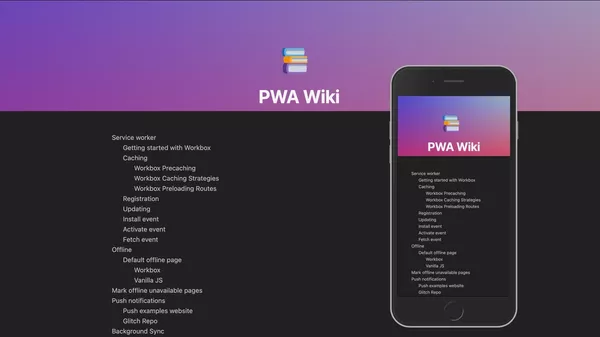 The PWA wiki website desktop and mobile screenshots 