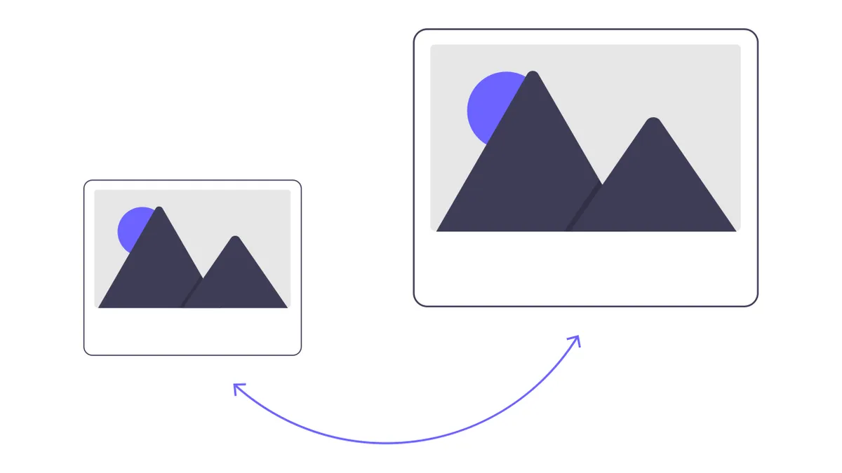 Illustration of two images one bigger than the other signalling the reduction in size when optimised
