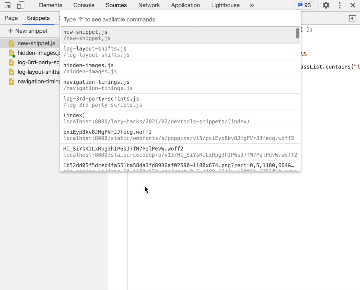 Executing a snippet within Chrome DevTools and seeing output in the Console