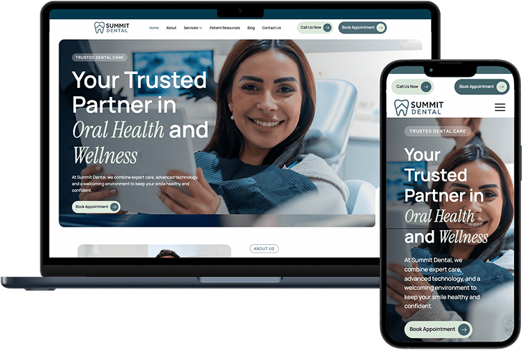 Custom Energize dental website shown on desktop and mobile