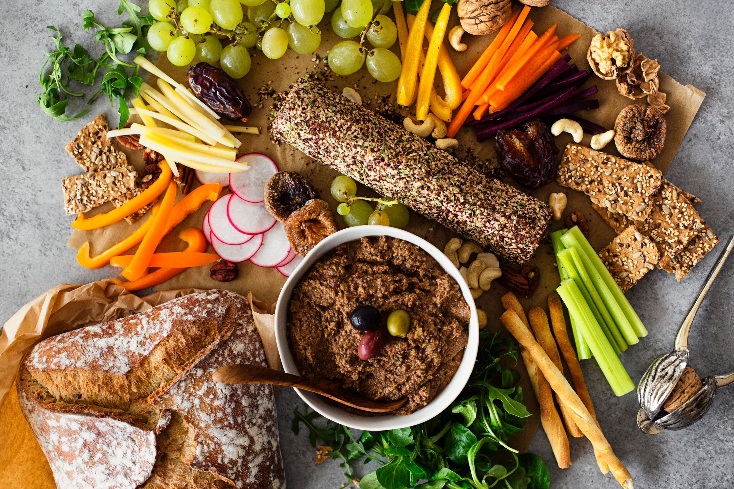 Cashew Cheese Log and Lentil & Olive Paté - Cocoon Cooks