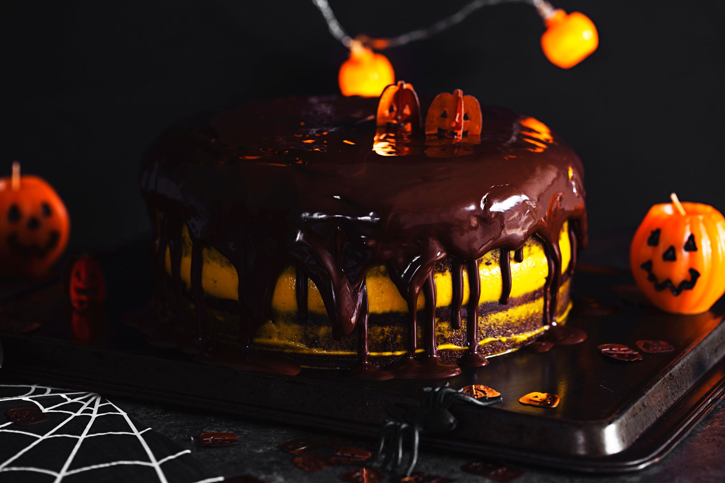 Halloween Chocolate & Pumpkin Cake with Orange Cashew “Buttercream” - Cocoon Cooks