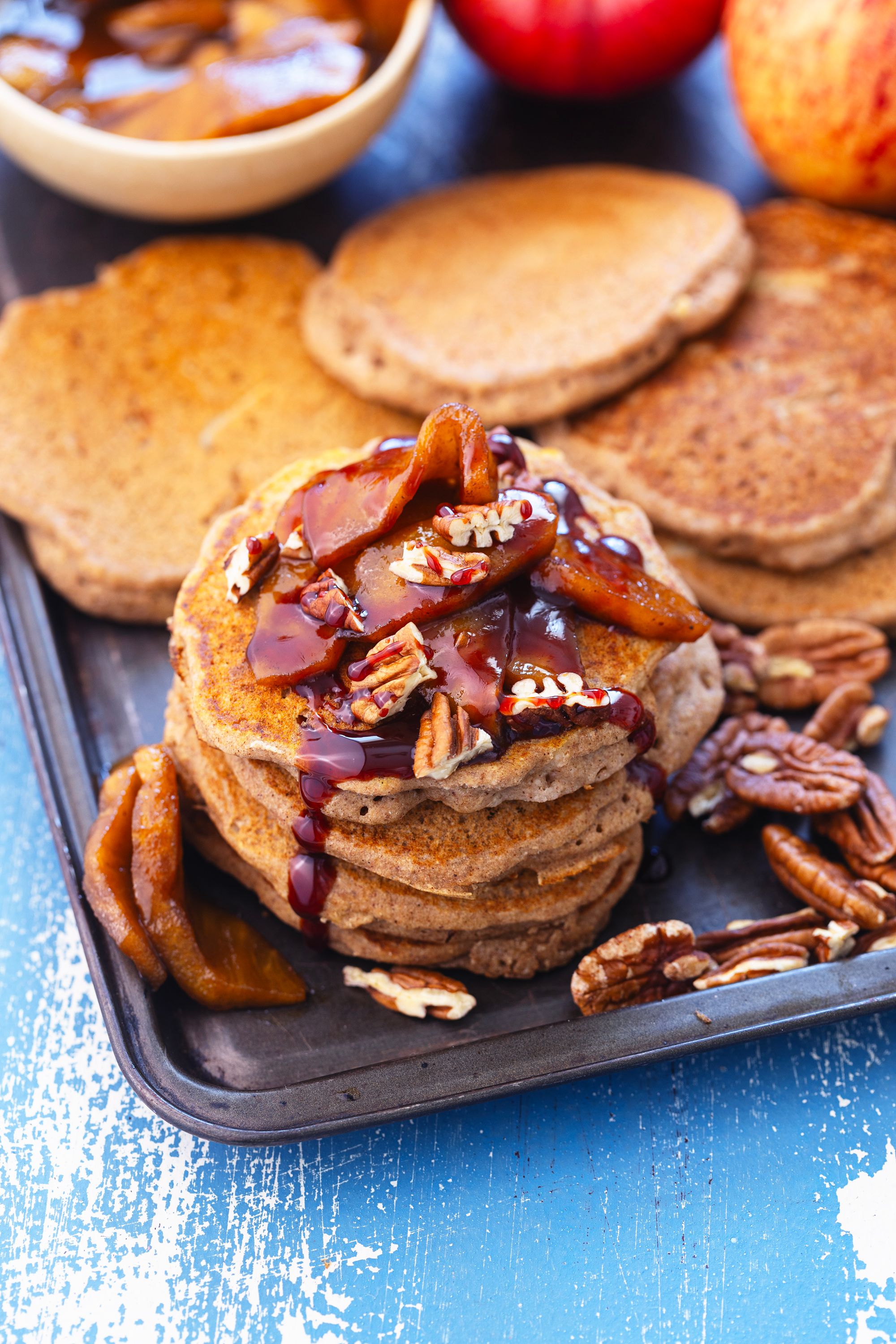 Apple Buckwheat Pancakes with Coconut Caramel Apples - Cocoon Cooks
