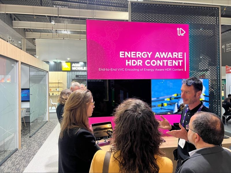 Giving a presentation in front of a screen