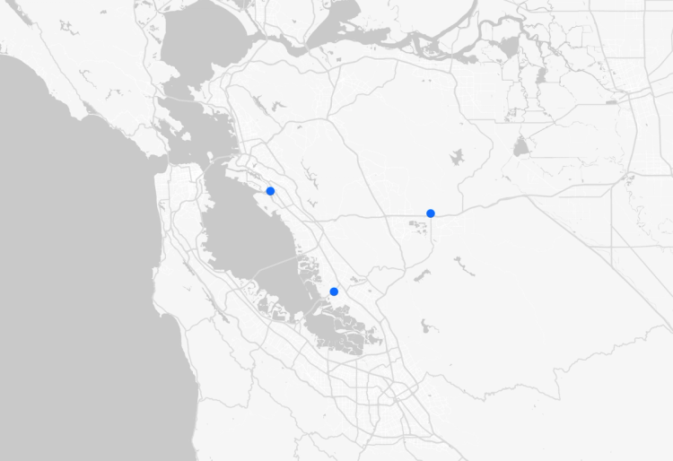 Map of our locations in the Bay Area