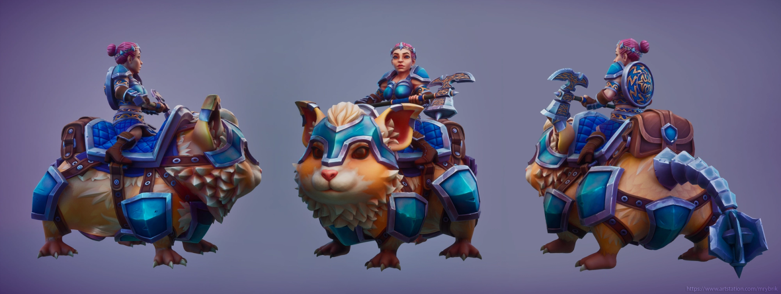 Dwarven Hamster Rider - PBR Stylized Character