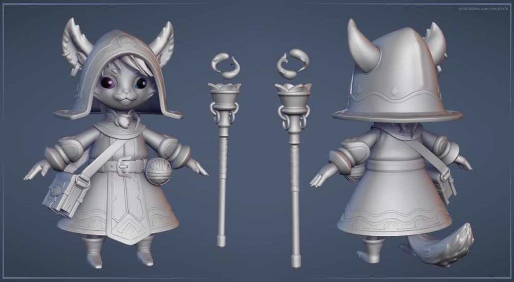 Cat Water Priest - PBR Stylized Character breakdown